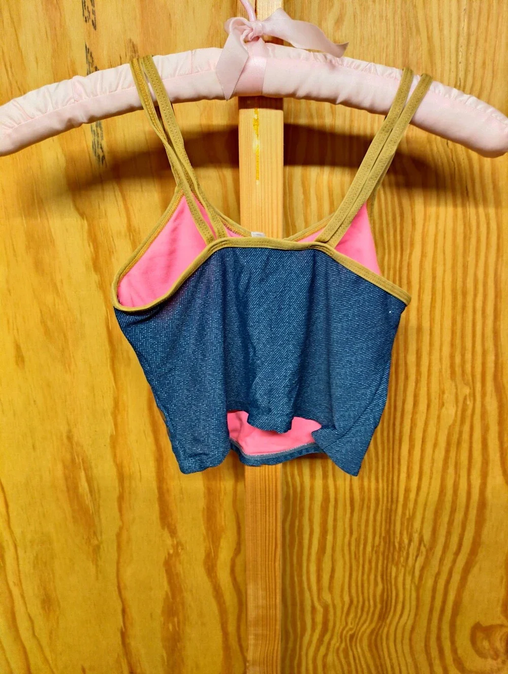 Limited Too Girls Denim Print Gold Pineapple Swim Tank Top Size 10/12
